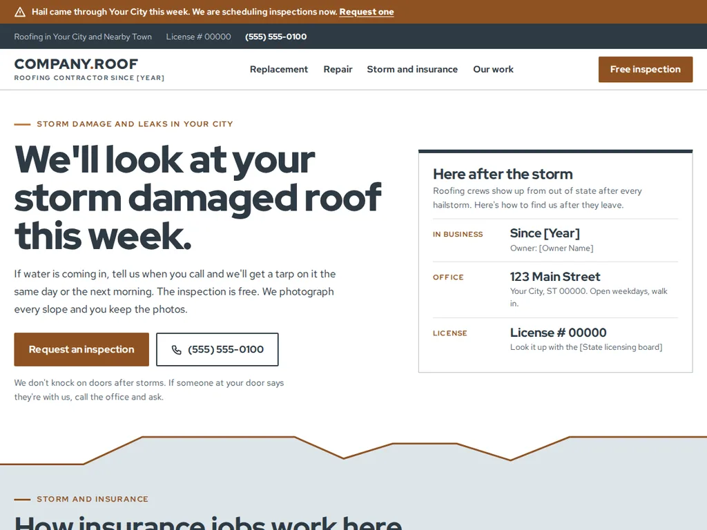 Roofing WordPress Website Template preview