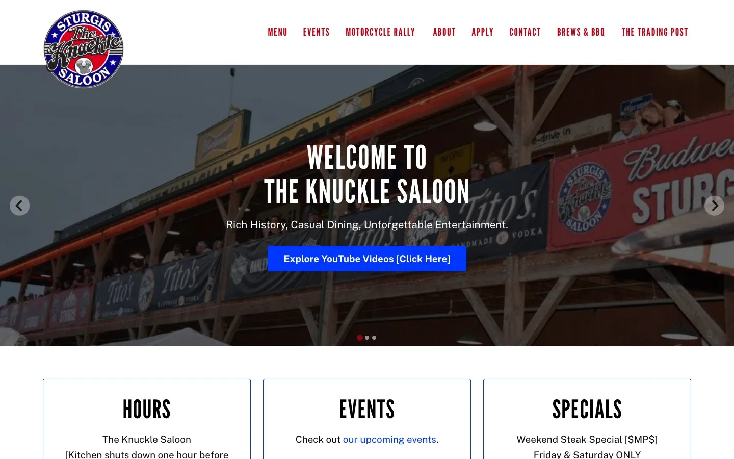 The Knuckle Saloon homepage