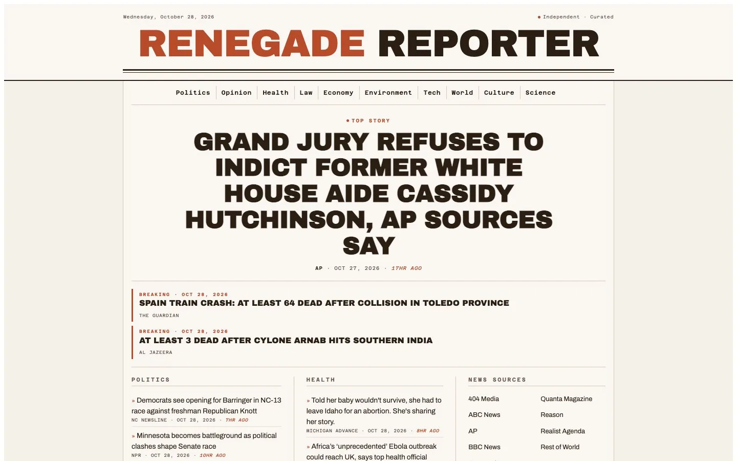 Renegade Reporter homepage
