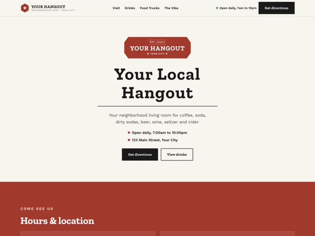 Cafe and Taproom Website Template preview