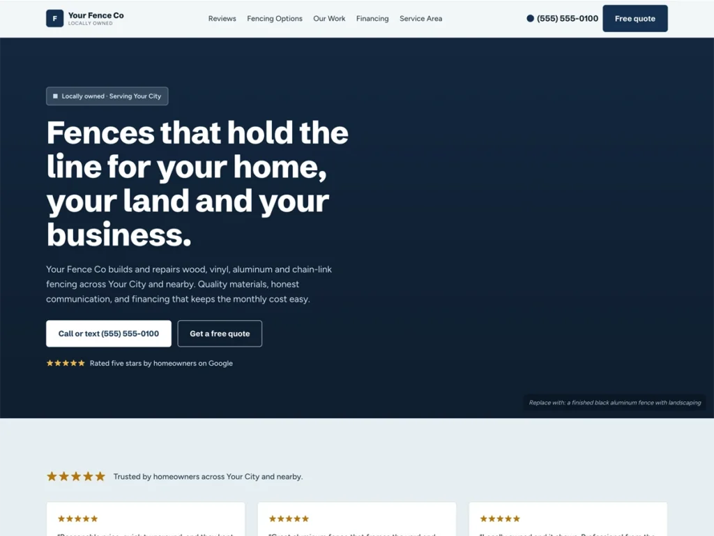 Fencing Company Website Template preview