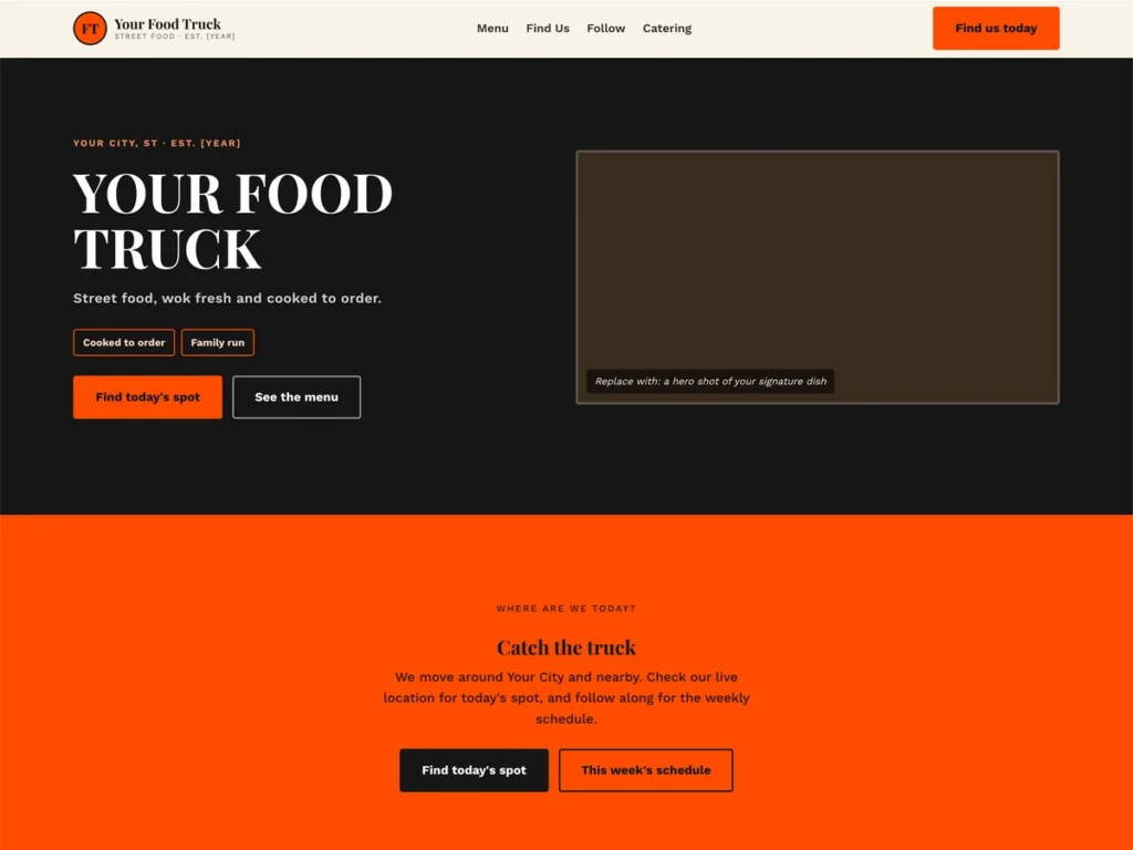 Food Truck Website Template preview
