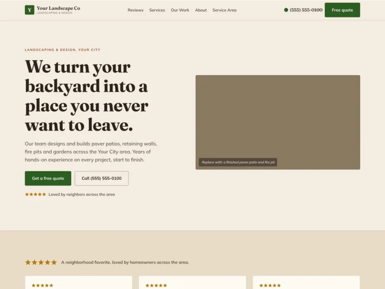 Landscaping template preview