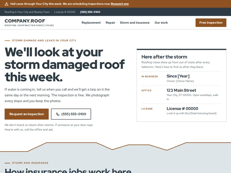 Roofing template preview